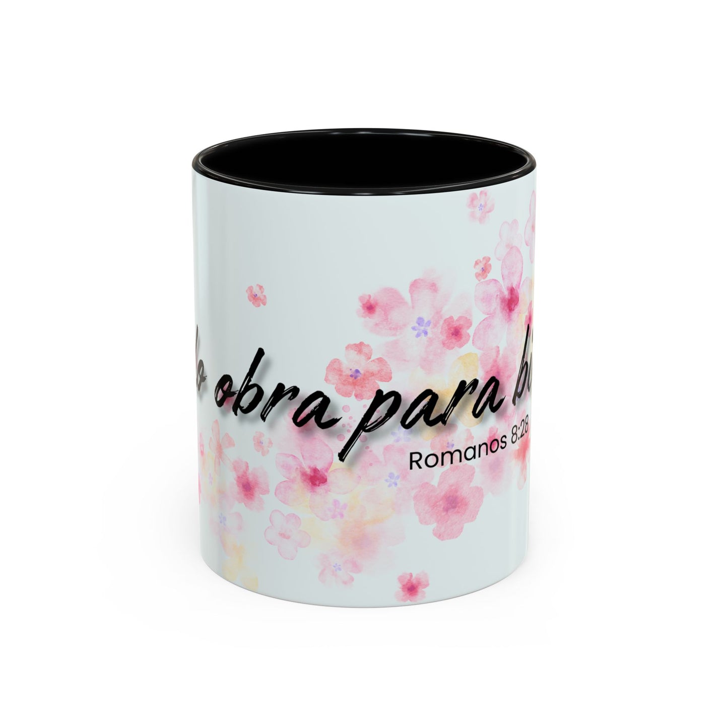 Taza de café  — "Todo obra para bien" Romans 8:28 Floral Inspirational Mug