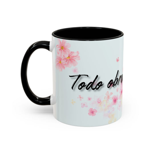 Taza de café  — "Todo obra para bien" Romans 8:28 Floral Inspirational Mug