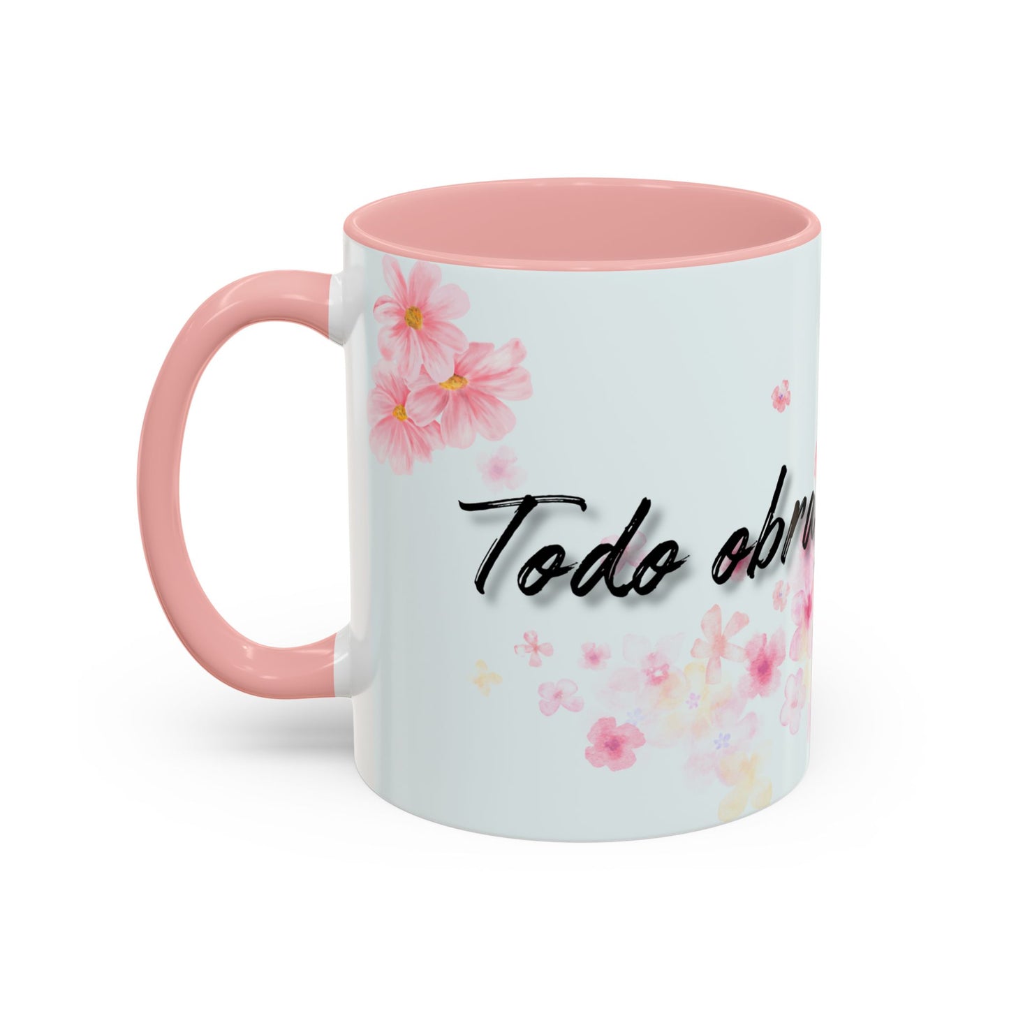 Taza de café  — "Todo obra para bien" Romans 8:28 Floral Inspirational Mug