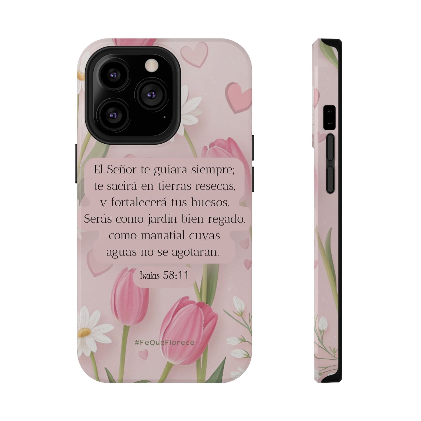 Funda iPhone “Fe que Florece” – Isaías 58:11 | Inspiración Cristiana Floral