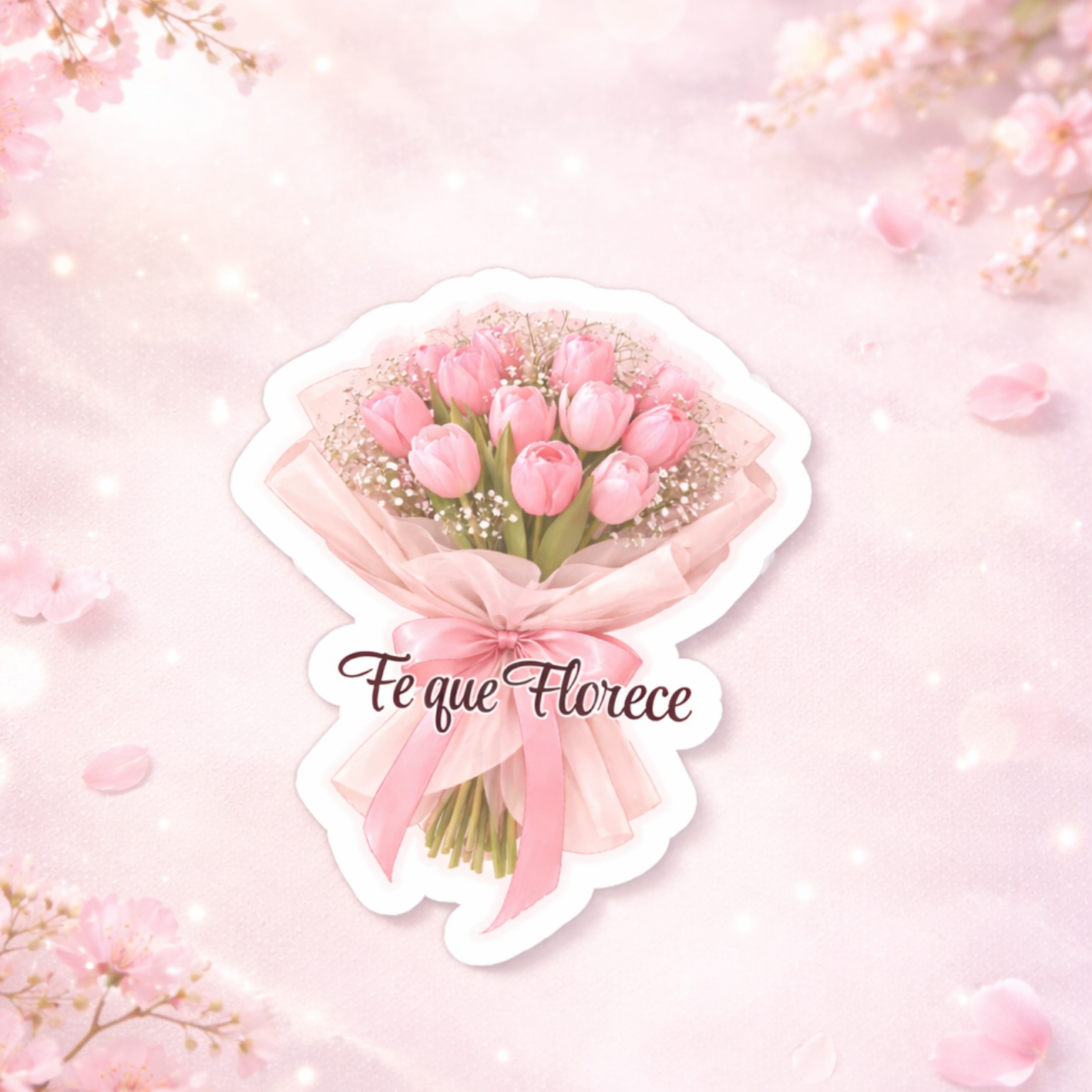 Sticker “Fe que Florece” – Inspiración Cristiana Floral 🌷