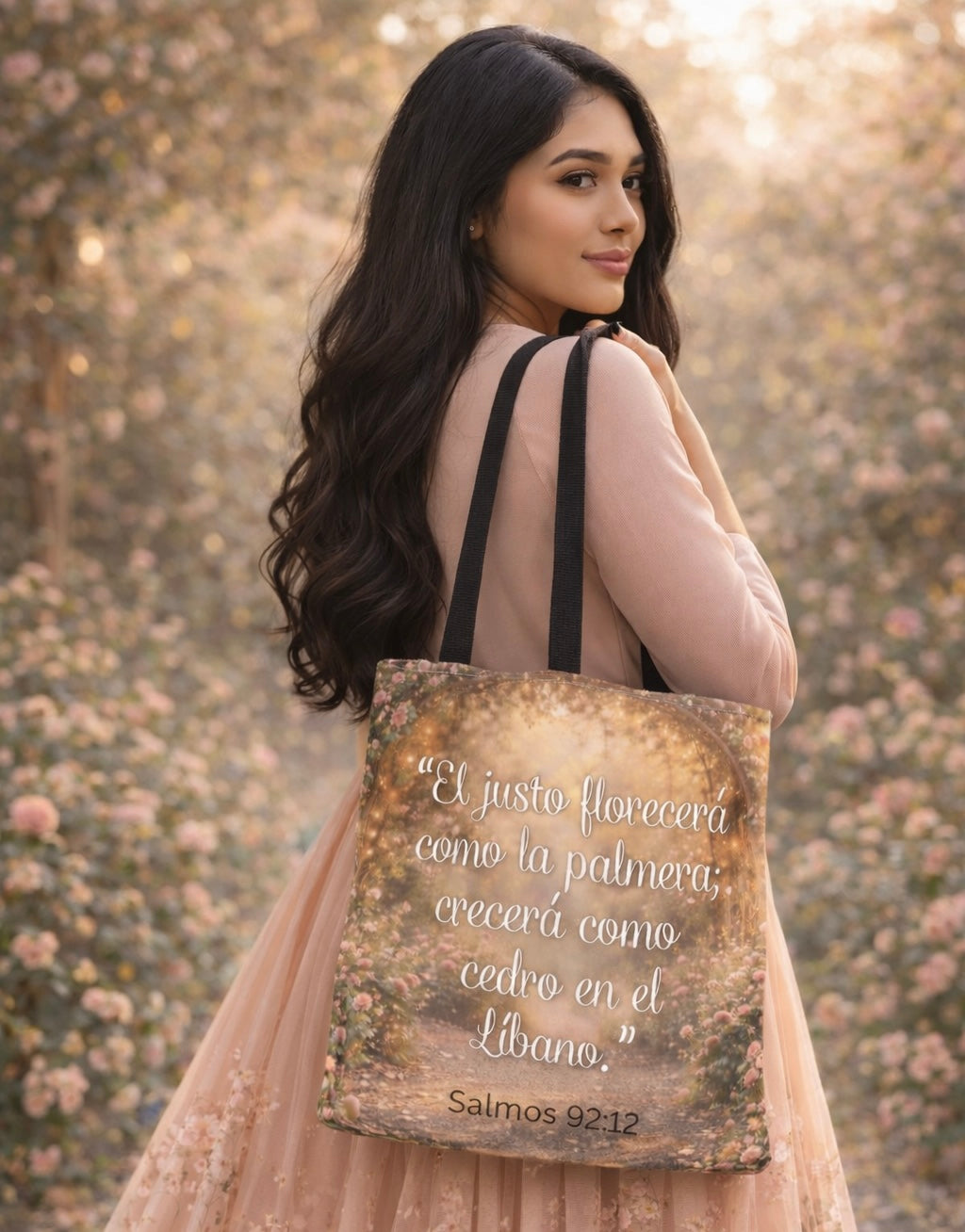 Tote Bag — Creada para florecer 🌸- Fe que florece ✨