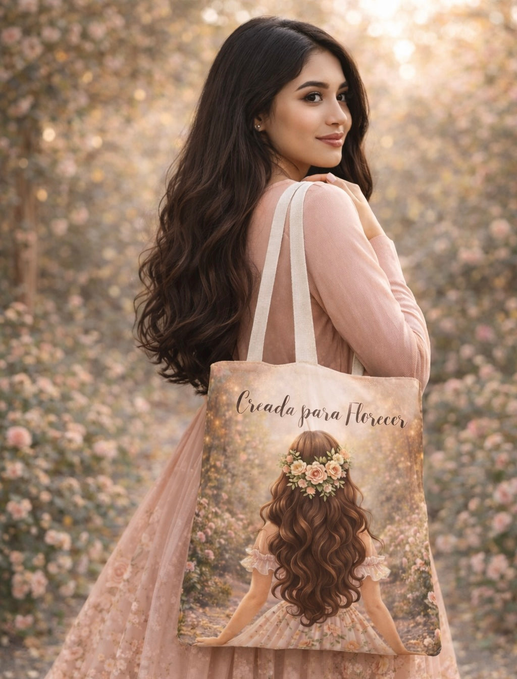 Tote Bag — Creada para florecer 🌸- Fe que florece ✨