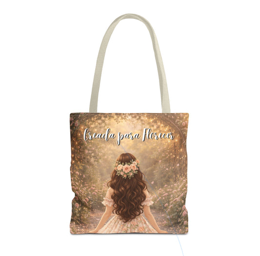 Tote Bag — Creada para florecer 🌸- Fe que florece ✨