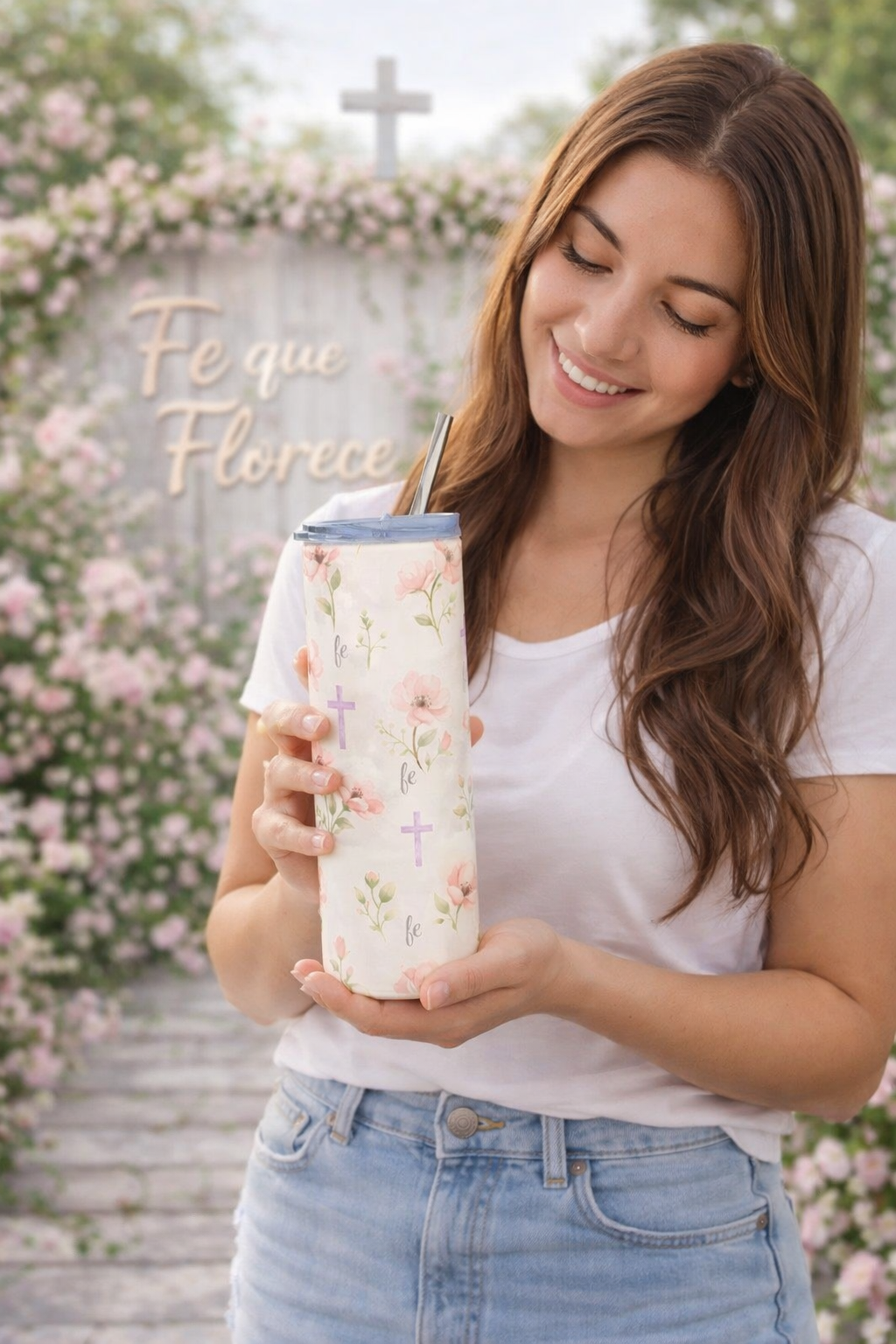 20oz Vaso Fe que Florece | Diseño Floral Cristiano 🌸✝️