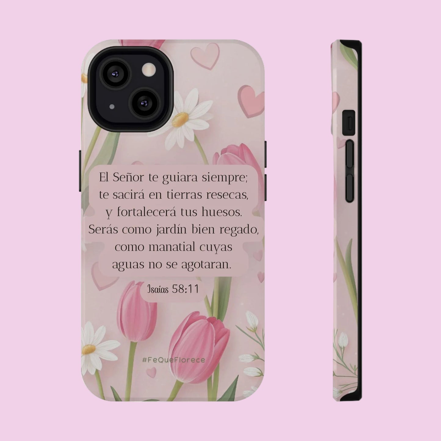 Funda iPhone “Fe que Florece” – Isaías 58:11 | Inspiración Cristiana Floral